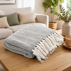 Your New Favorite Cotton Herringbone Throw Blanket