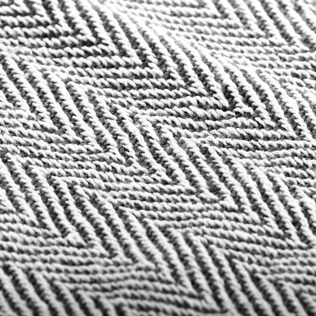 Cotton Throw Blanket Herringbone Plaid 125x150cm Navy Blue Tassel Design