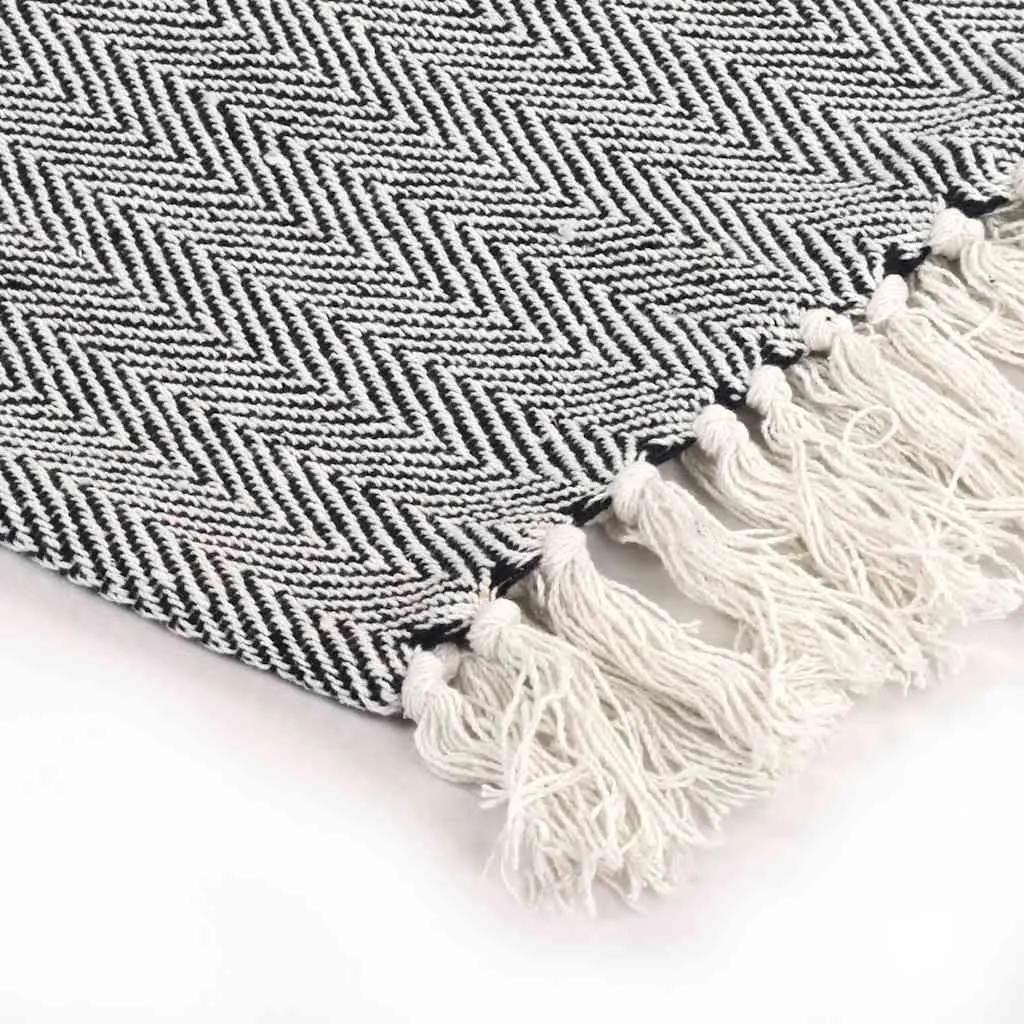Cotton Herringbone Throw Blanket Navy Blue 160x210cm