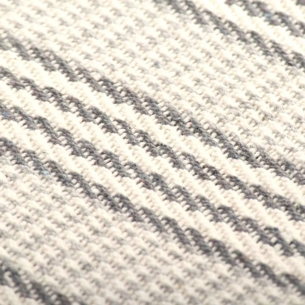 Cotton Throw Blanket, Grey and White Stripes
