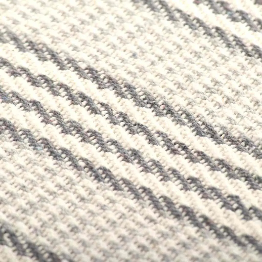 Cotton Throw Blanket Striped Grey White 220x250 cm Soft Plaid Tassel