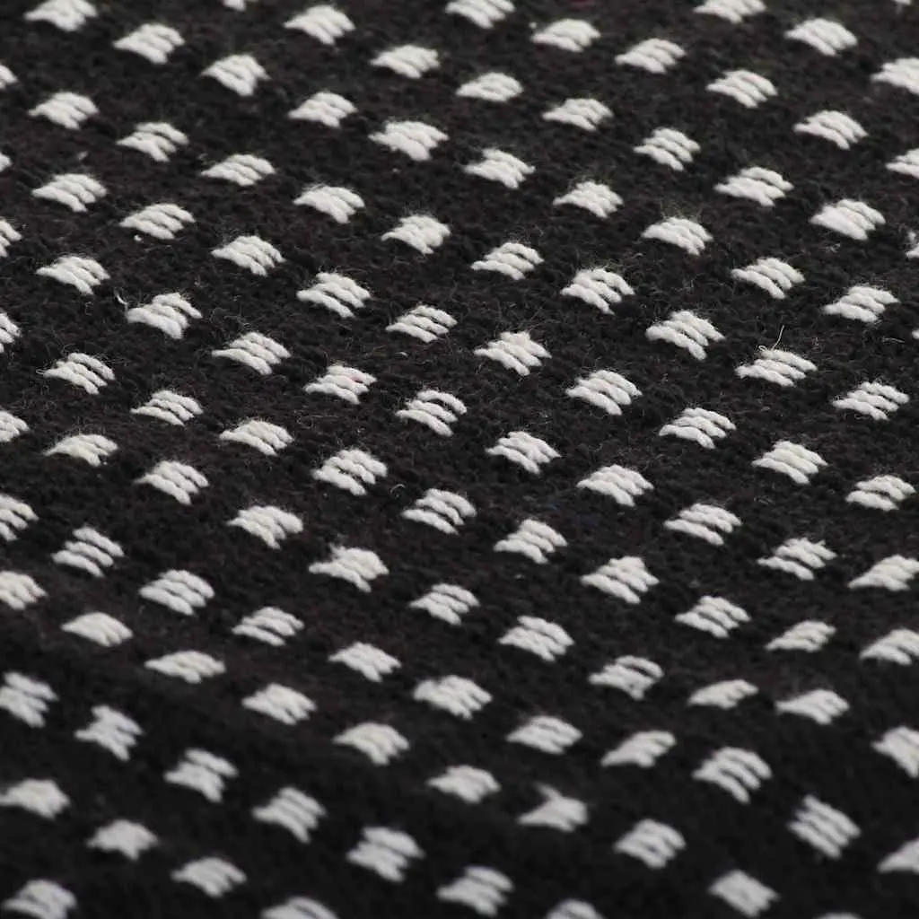 Cotton Throw Blanket 220x250 cm Black Plaid Tassels Soft Bedroom Sofa Chair