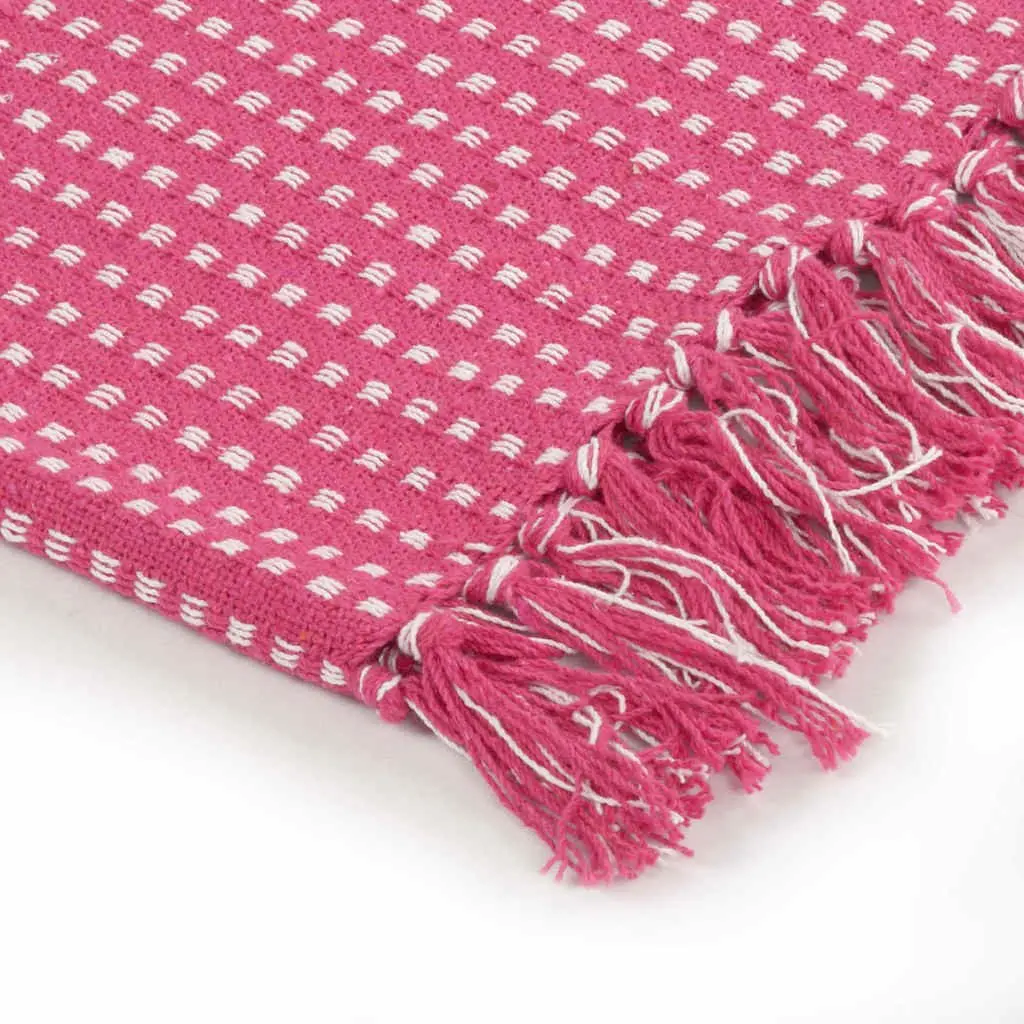 Cotton Throw Blanket in Pink Plaid