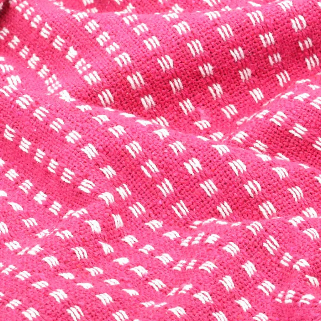 Cotton Throw Blanket in Pink Plaid