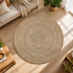 Friendly 90cm Round Jute Rug for Your Home