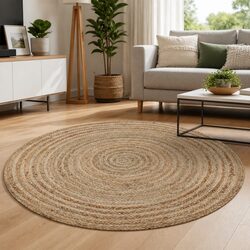 Friendly Round Jute Area Rug - 150cm Handcrafted Style