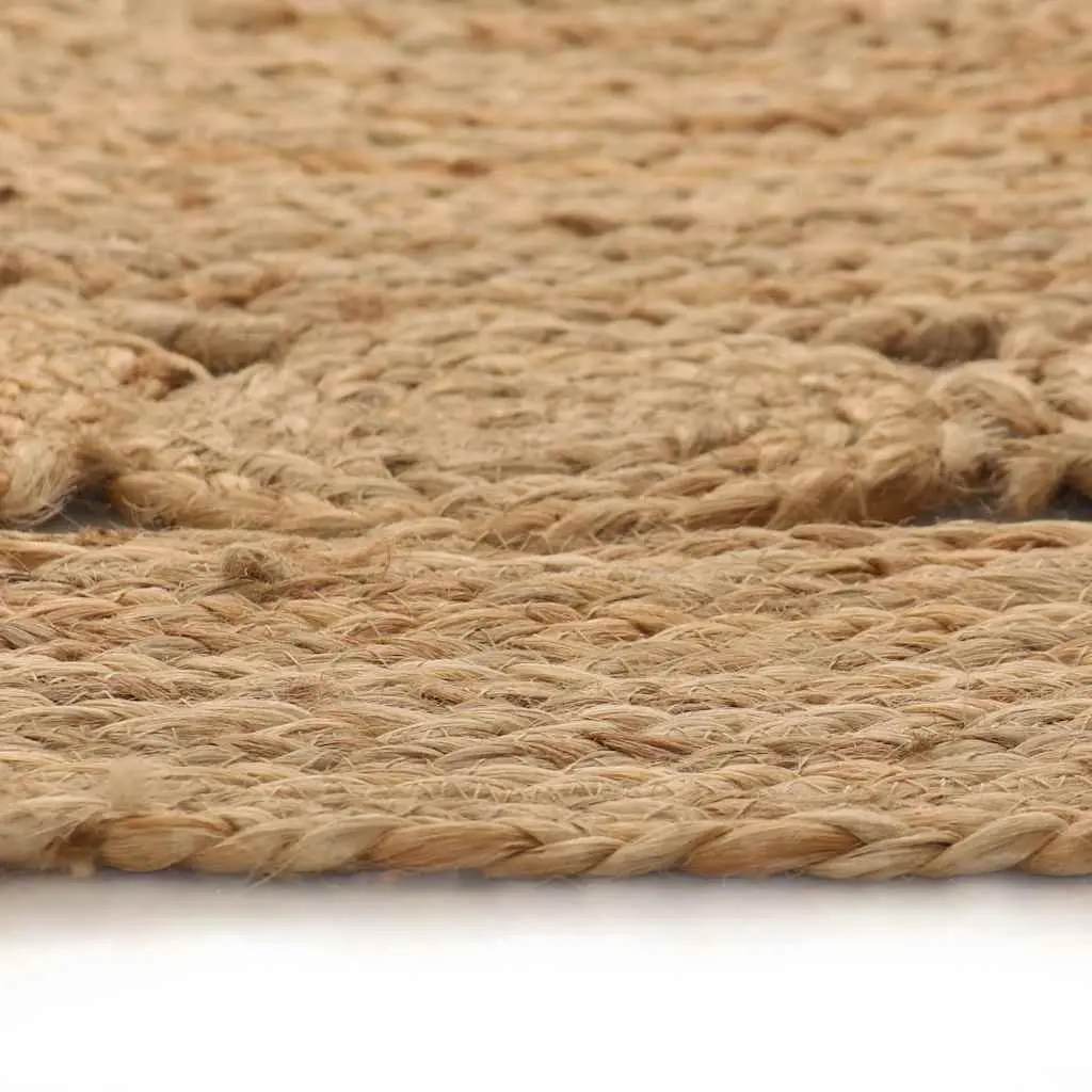 Round Area Rug Braided Jute Natural Texture 90cm Handwoven Carpet