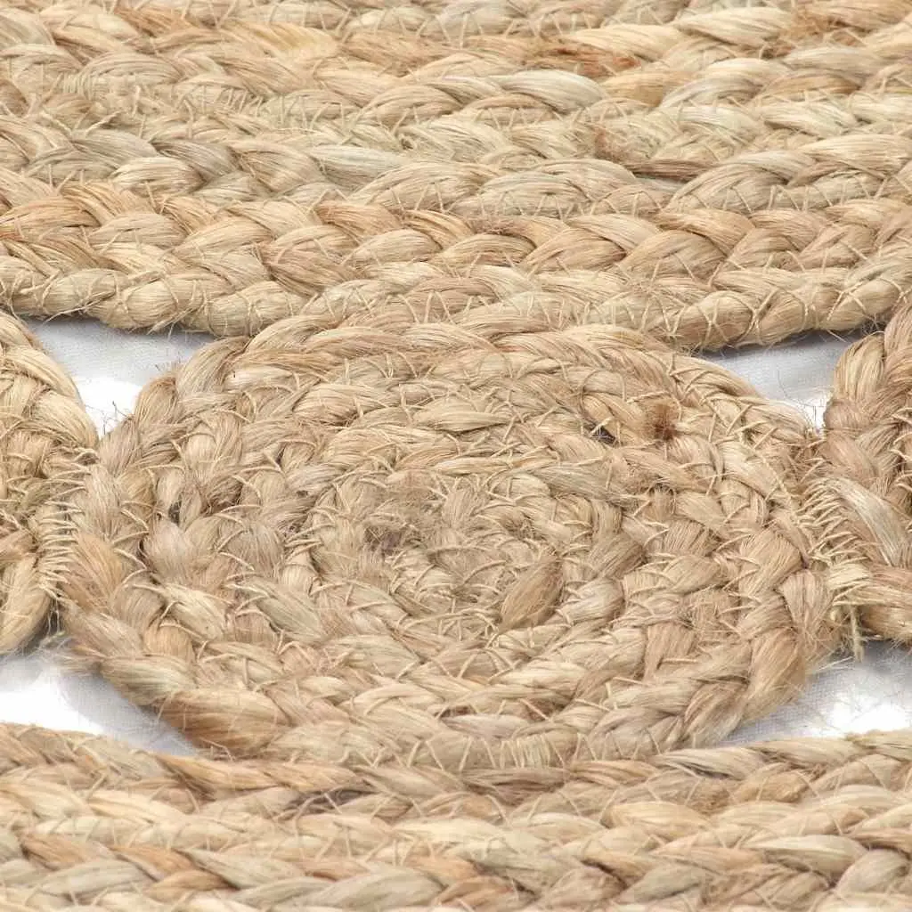 Round Area Rug Braided Jute Natural Texture 90cm Handwoven Carpet