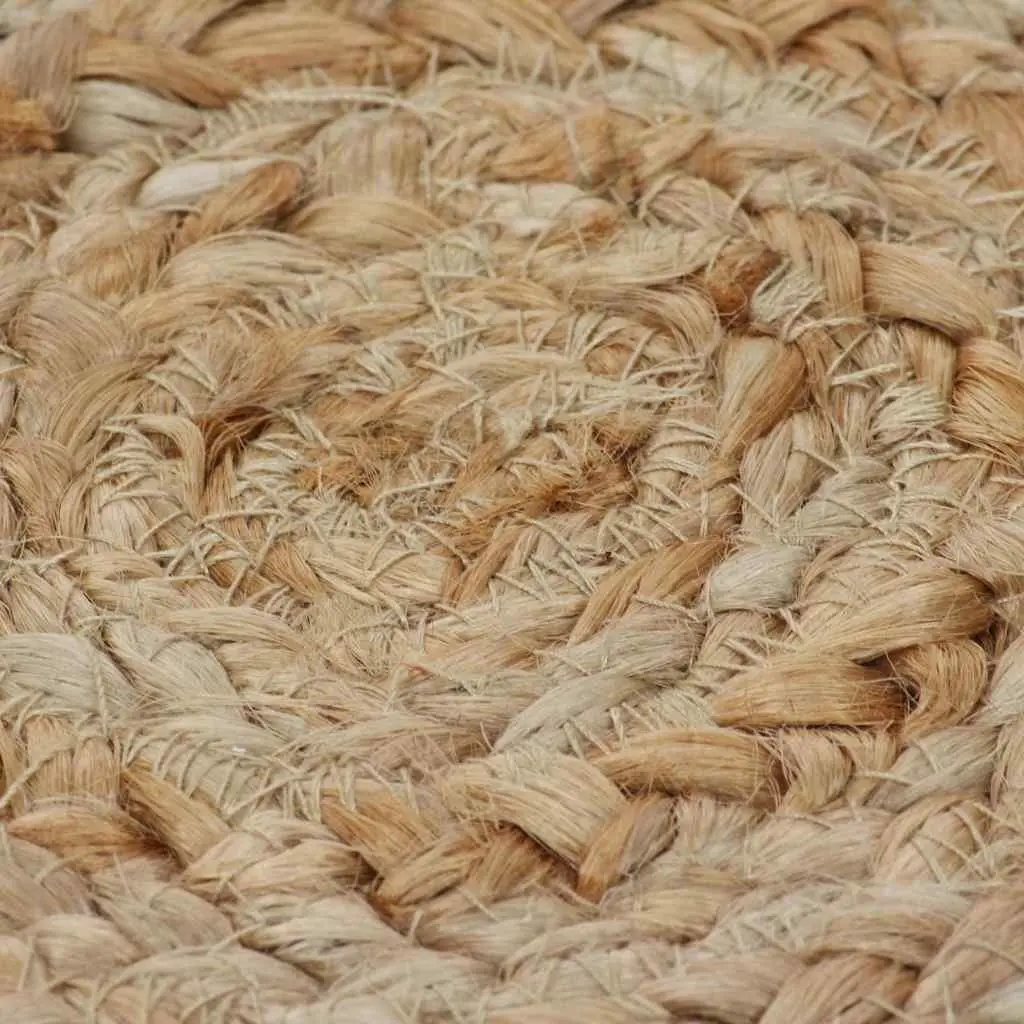 Round Area Rug Braided Jute Natural Texture 90cm Handwoven Carpet