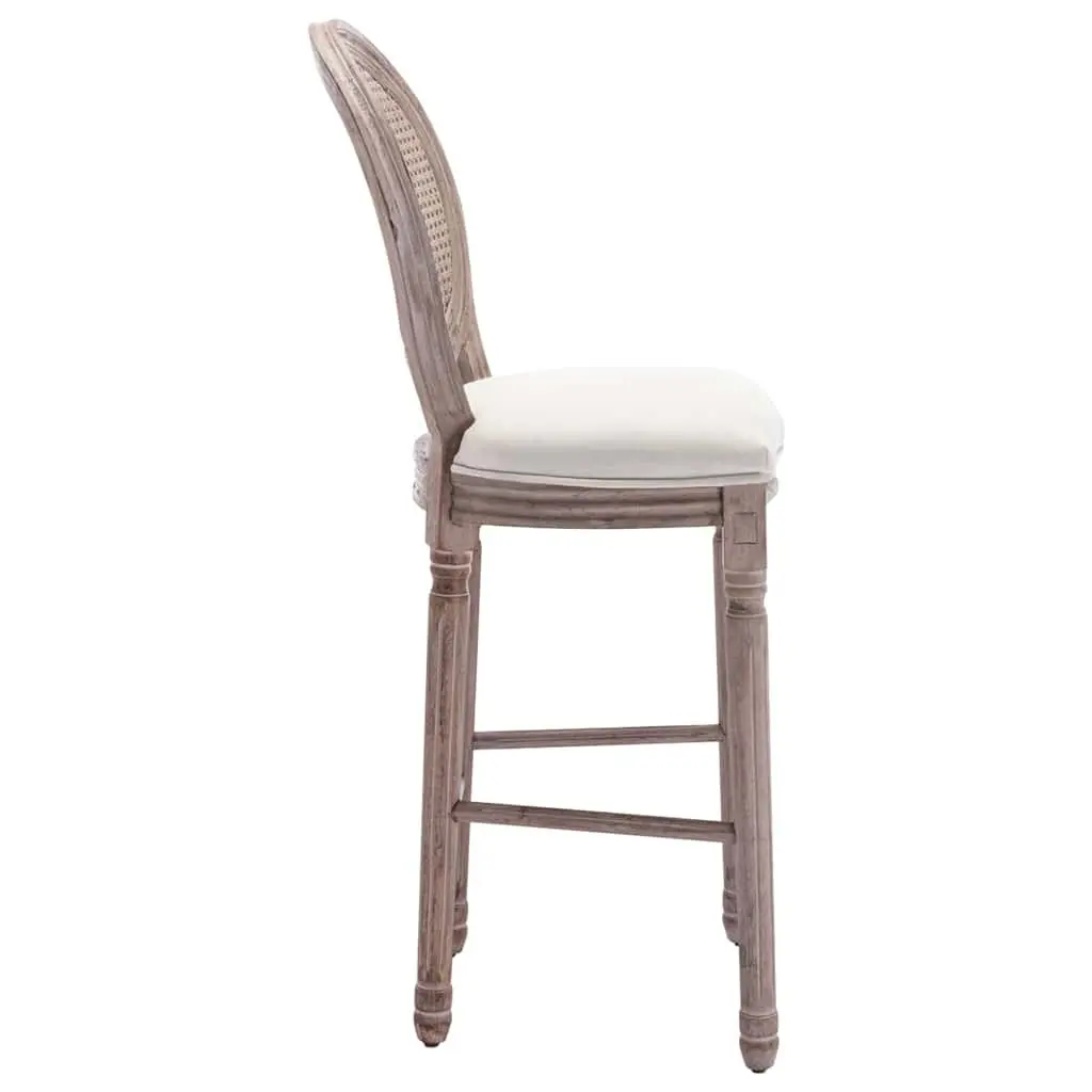 Bar Stools White Linen Vintage Upholstered Dining Kitchen Rattan Backrest Chairs
