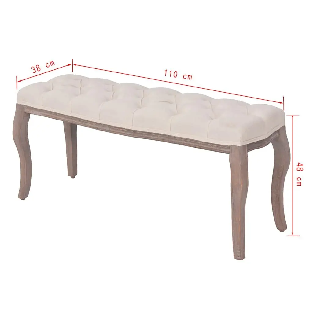 Padded Storage Bench Cream White Solid Wood Frame Entryway Bedroom Furniture