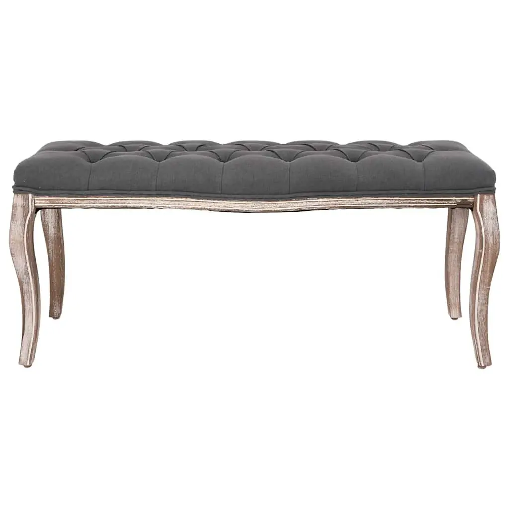 Padded Storage Bench Grey Linen Solid Wood Frame 110 x 38 x 48 cm