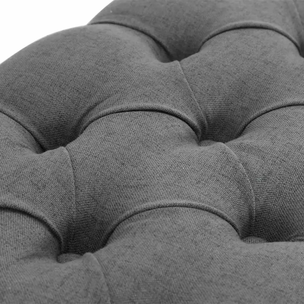 Padded Storage Bench Grey Linen Solid Wood Frame 110 x 38 x 48 cm