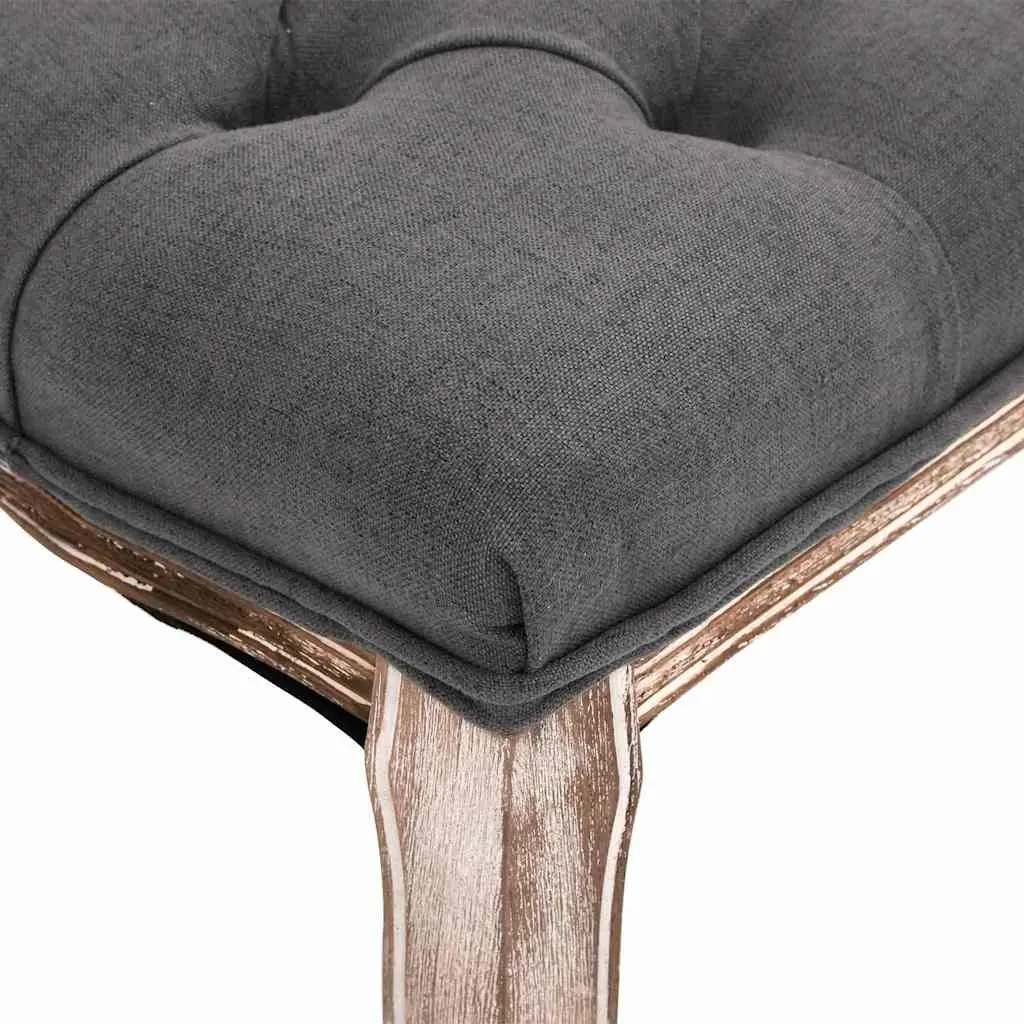 Padded Storage Bench Grey Linen Solid Wood Frame 110 x 38 x 48 cm