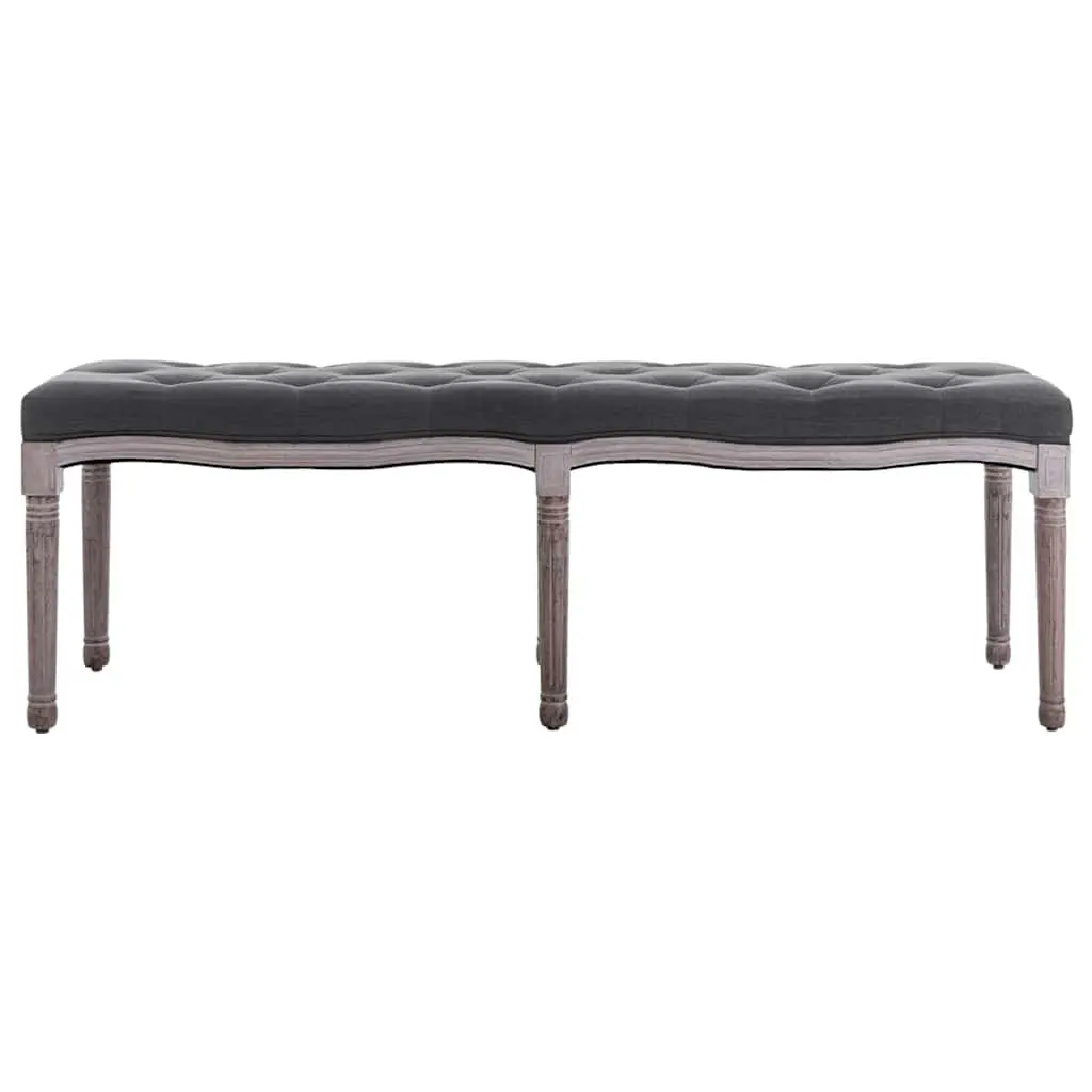 Padded Storage Bench Grey Linen Upholstered Solid Wood Frame 150 x 40 x 48 cm