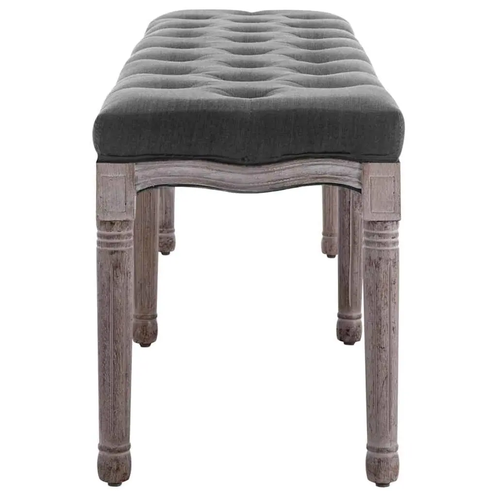 Padded Storage Bench Grey Linen Upholstered Solid Wood Frame 150 x 40 x 48 cm