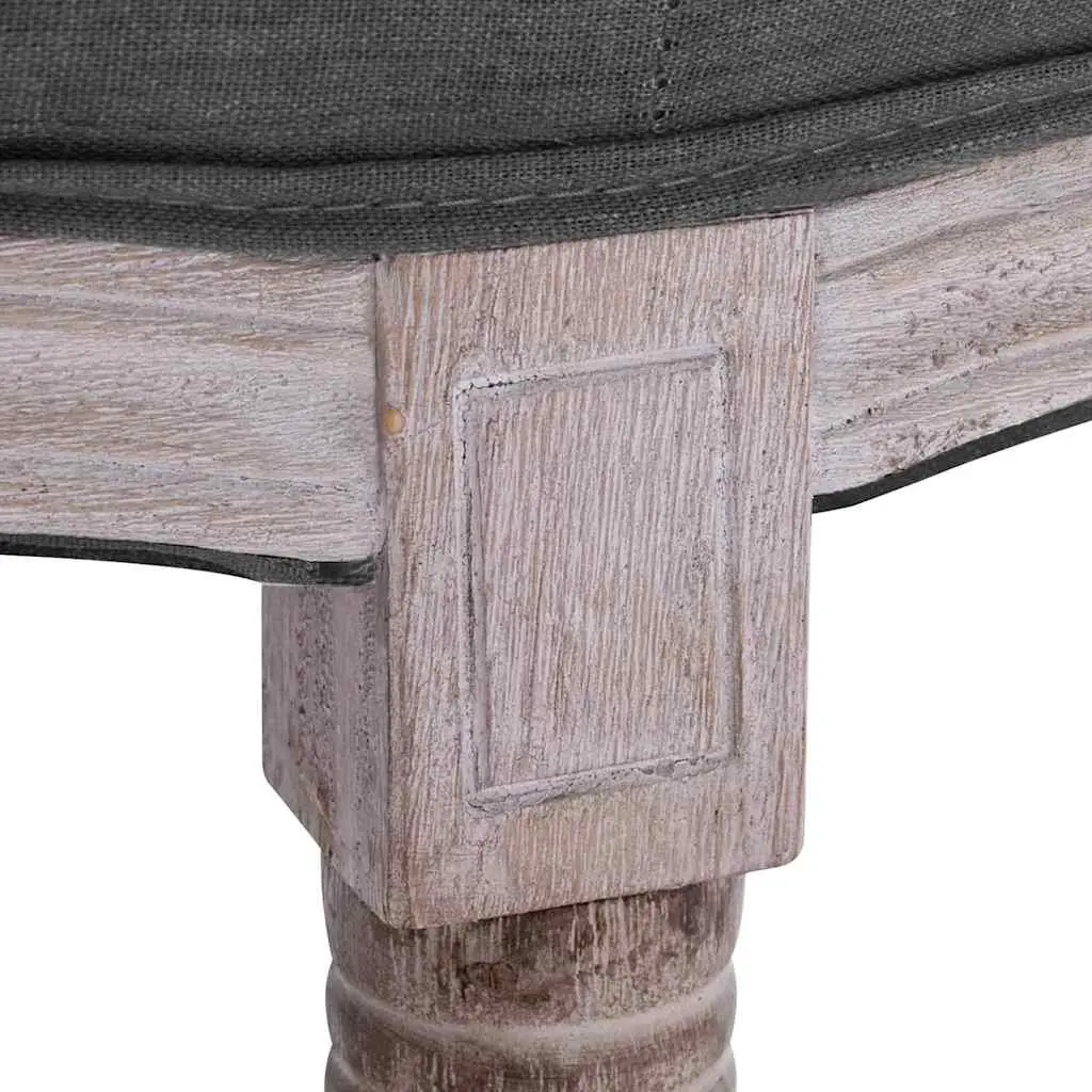 Padded Storage Bench Grey Linen Upholstered Solid Wood Frame 150 x 40 x 48 cm