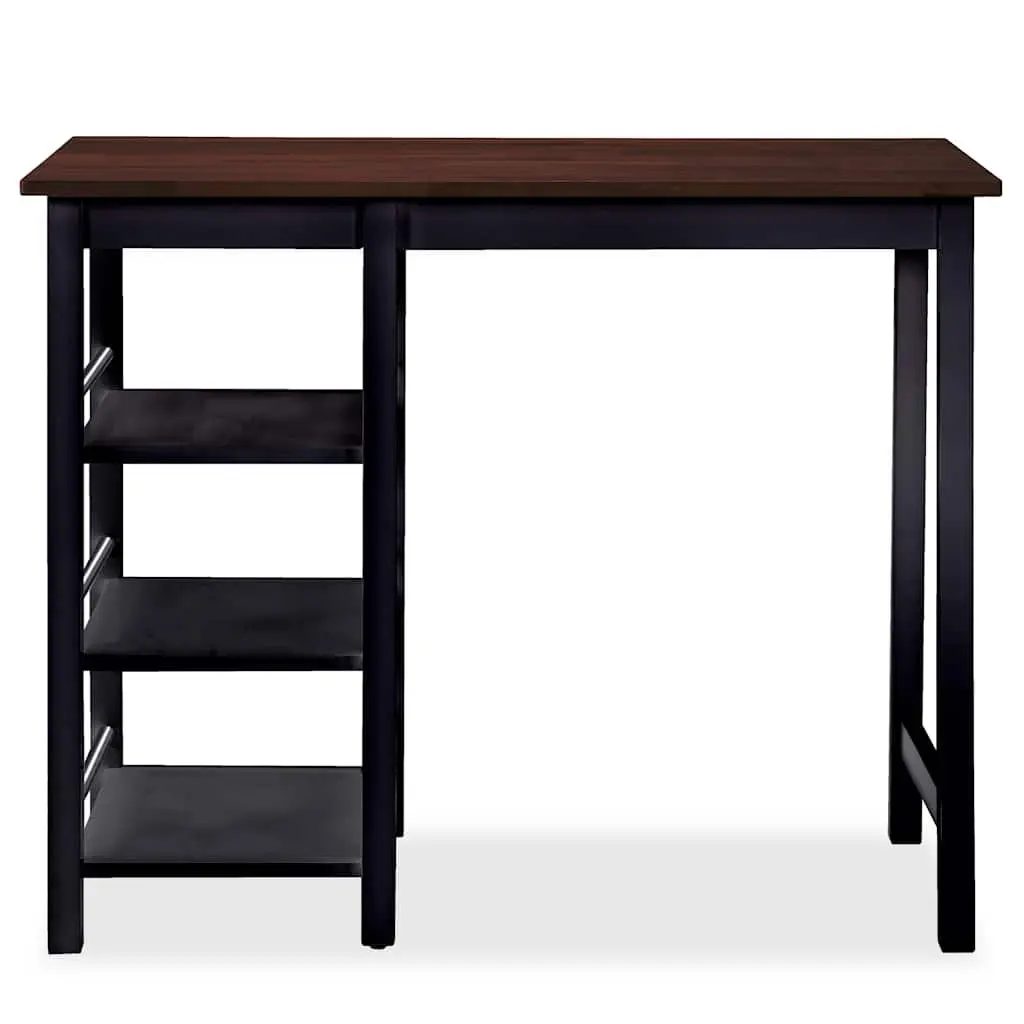 Bar Set 3 Pieces Black Table and Stools Kitchen Dining Furniture