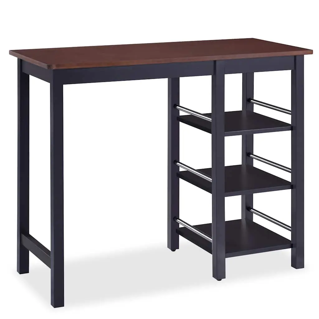 Bar Set 3 Pieces Black Table and Stools Kitchen Dining Furniture