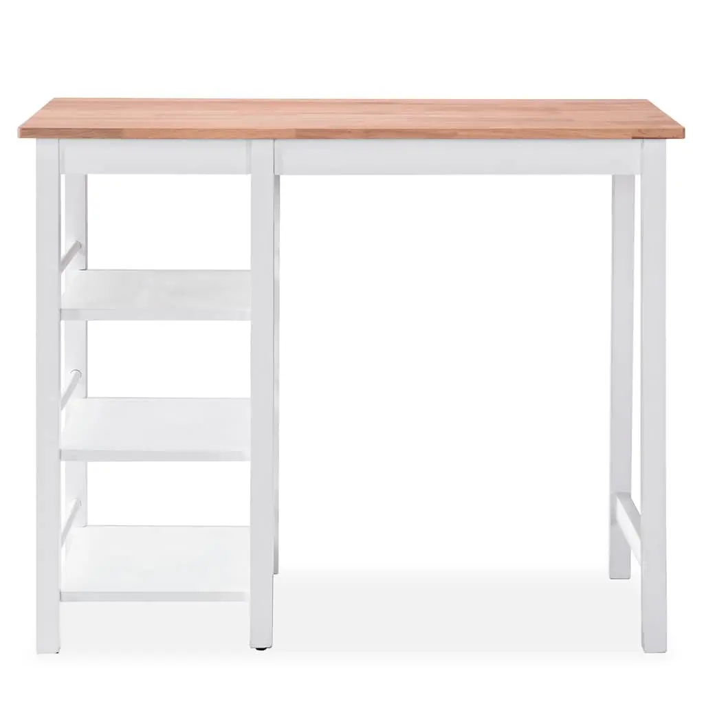 Bar Set 3 Pieces Table Stools White Kitchen Dining Room Furniture with Storage