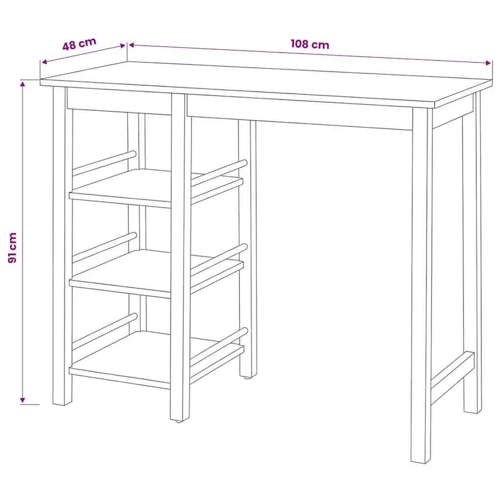 Bar Set 3 Pieces Table Stools White Kitchen Dining Room Furniture with Storage