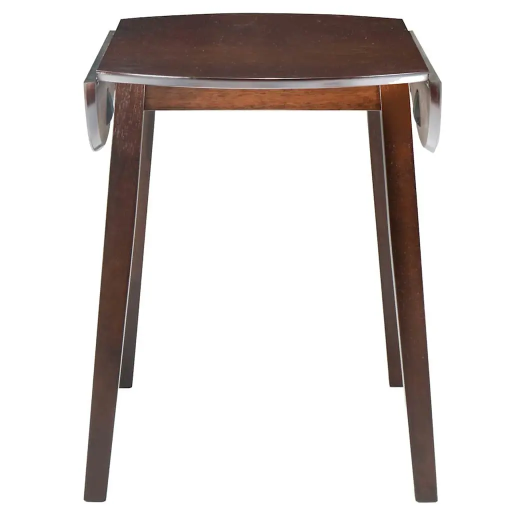 Round Drop-Leaf Dining Table Kitchen Compact Space-Saving Brown Folding Design