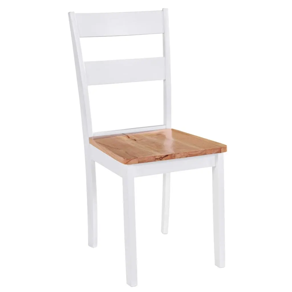 Dining Chairs 2 pcs White Rubberwood Kitchen Room Furniture Seat Set Classic