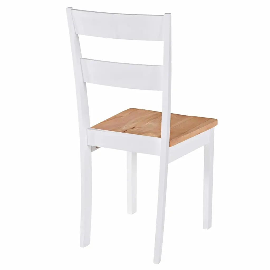 Dining Chairs 2 pcs White Rubberwood Kitchen Room Furniture Seat Set Classic
