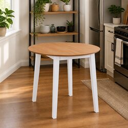 Friendly White Round Drop-Leaf Table for Your Dining Area