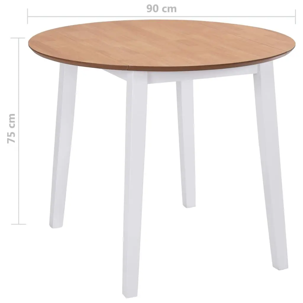 Round Drop-Leaf Dining Table Kitchen Compact Space-Saving MDF White Design