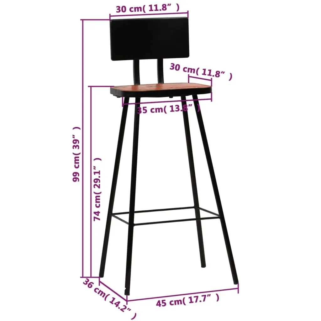 Bar Stools 4 pcs Reclaimed Wood Bar Chairs Kitchen Counter Stools Pub Seating