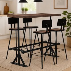Get Cozy with a Unique 5-Piece Reclaimed Wood Bar Set