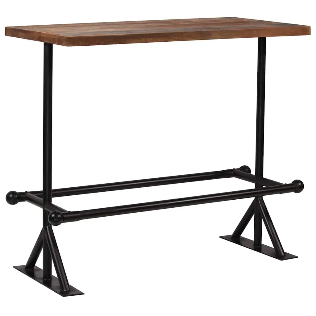 Bar Set 5 Piece Reclaimed Wood Industrial Dining Table and Chairs Brown