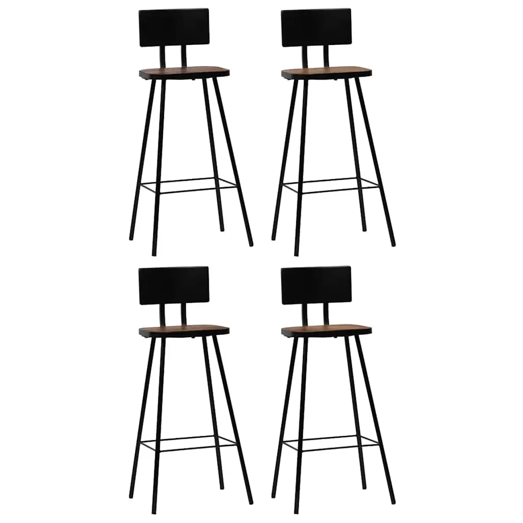 Bar Set 5 Piece Reclaimed Wood Industrial Dining Table and Chairs Brown