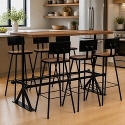 Bar Set 7 Pieces: Reclaimed Wood and Steel