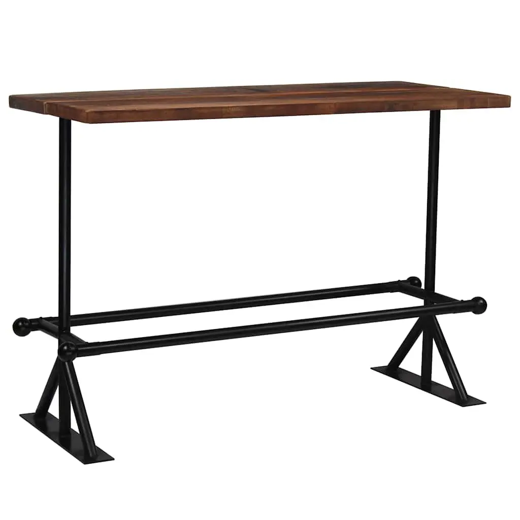 Bar Set 7 Piece Solid Reclaimed Wood Industrial Retro Style Table Chairs Brown