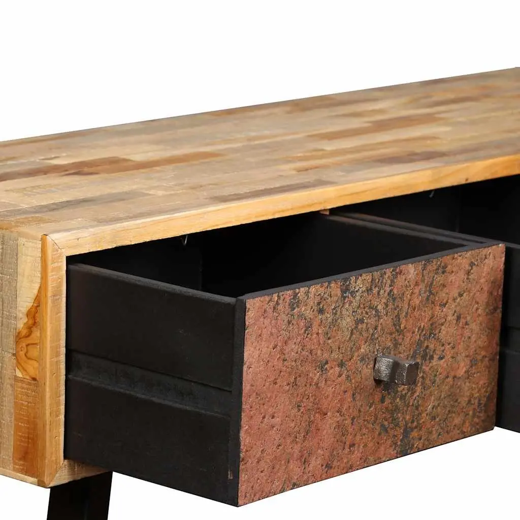 Console Table 120x30x76cm Solid Reclaimed Teak Vintage Accent Side Table Drawers