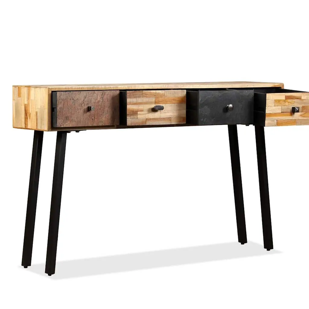 Console Table 120x30x76cm Solid Reclaimed Teak Vintage Accent Side Table Drawers