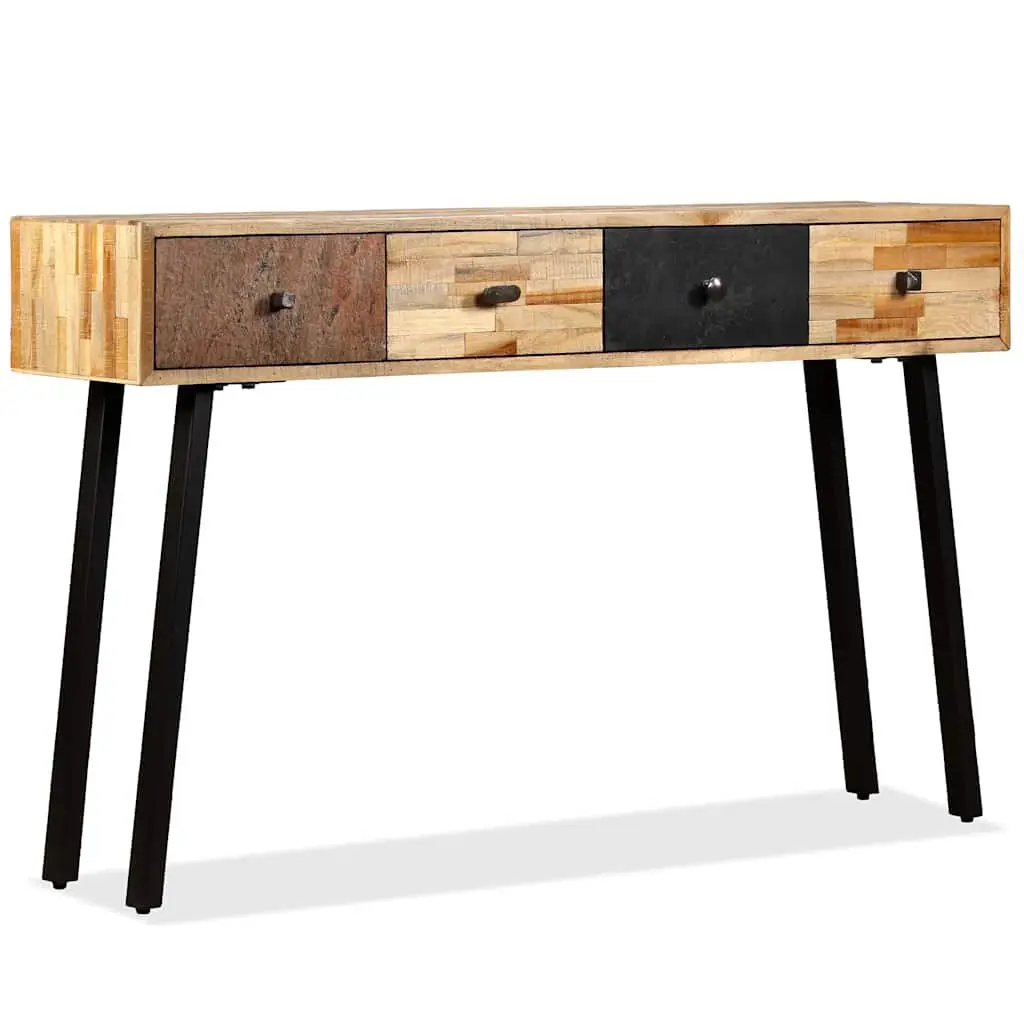 Console Table 120x30x76cm Solid Reclaimed Teak Vintage Accent Side Table Drawers