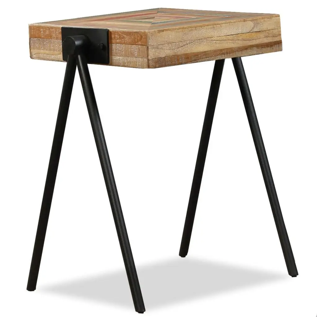 End Table Side Table Reclaimed Solid Wood Industrial Steel Legs Living Room