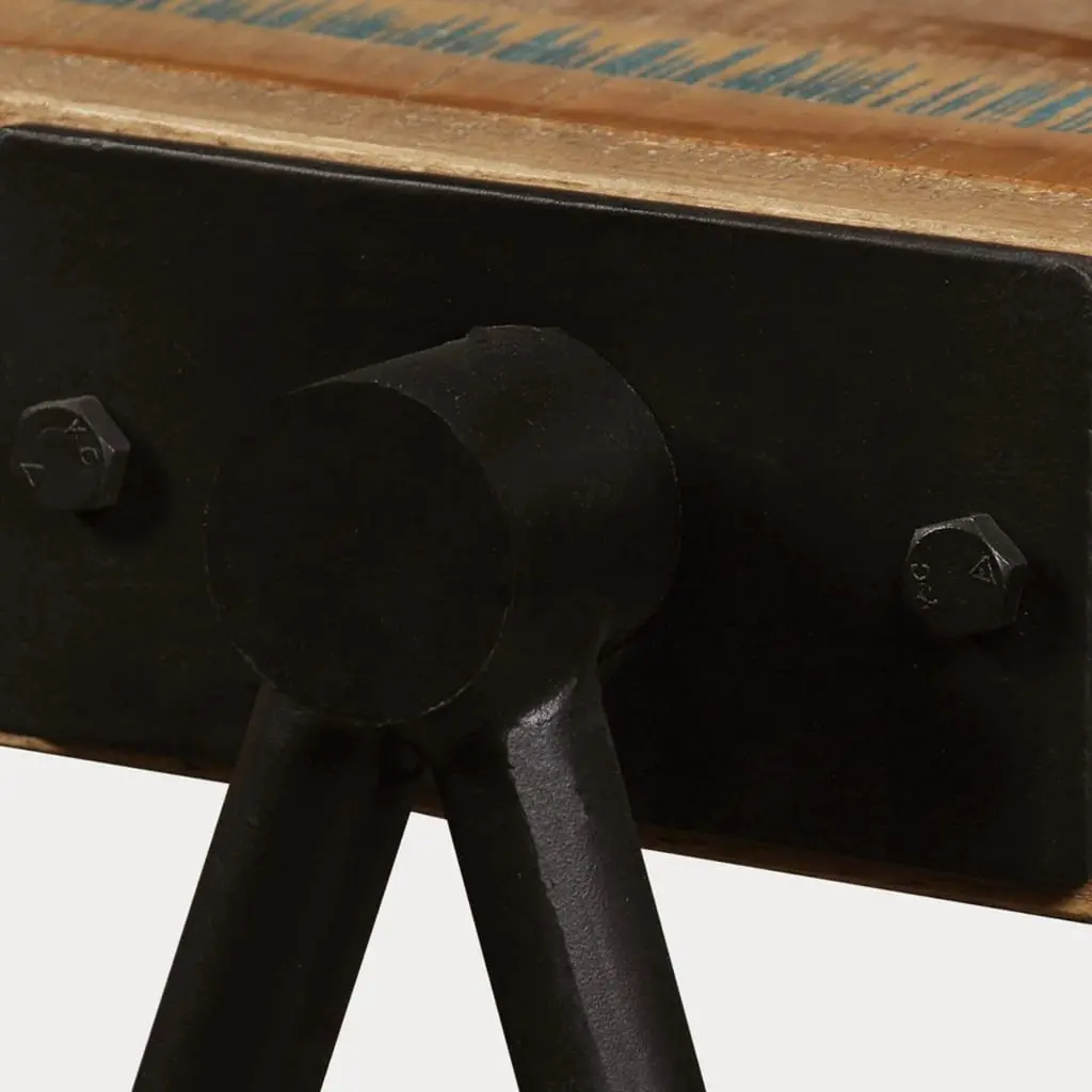End Table Side Table Reclaimed Solid Wood Industrial Steel Legs Living Room