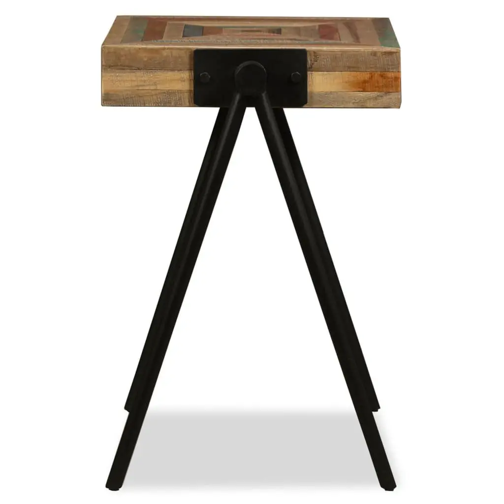 End Table Side Table Reclaimed Solid Wood Industrial Steel Legs Living Room