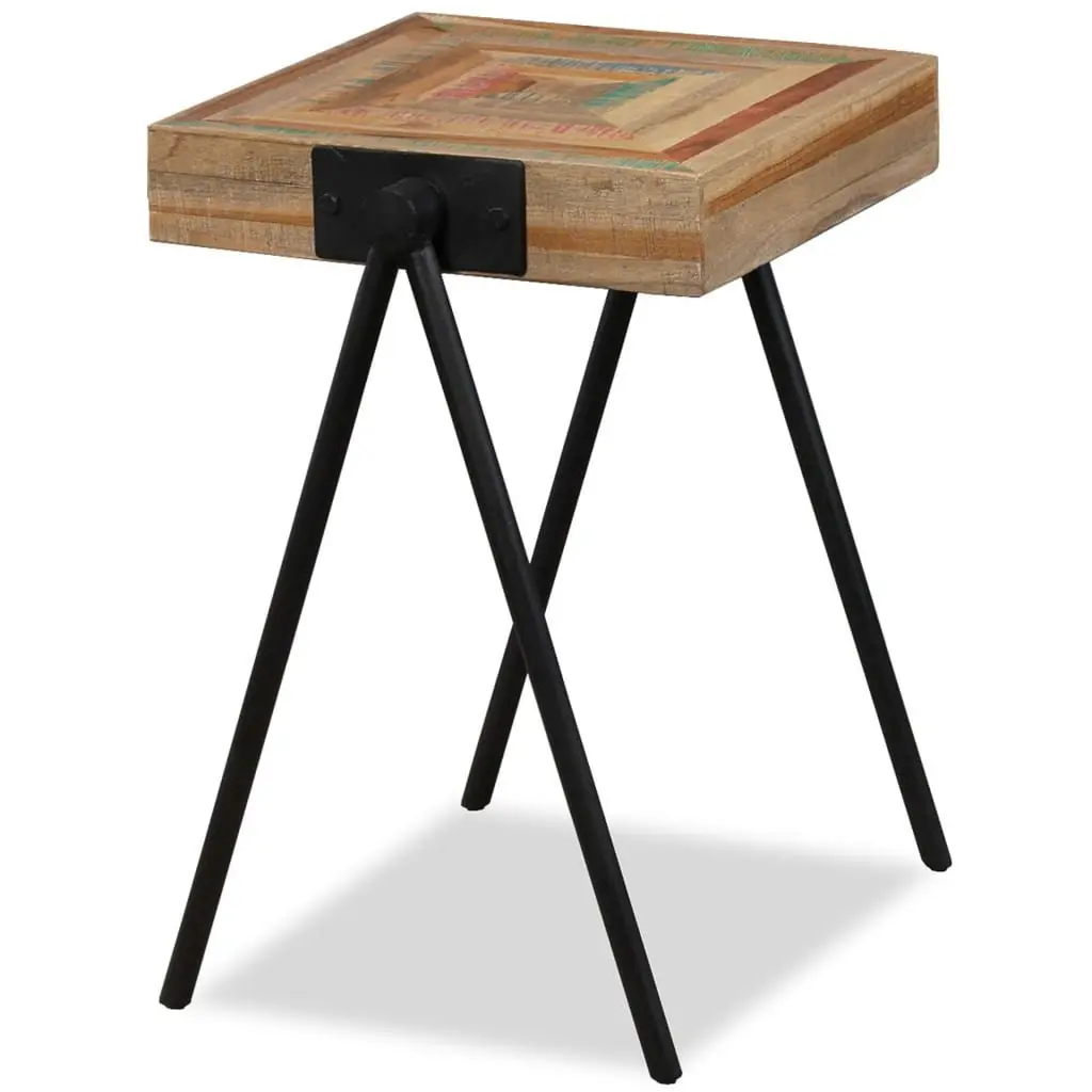 End Table Side Table Reclaimed Solid Wood Industrial Steel Legs Living Room