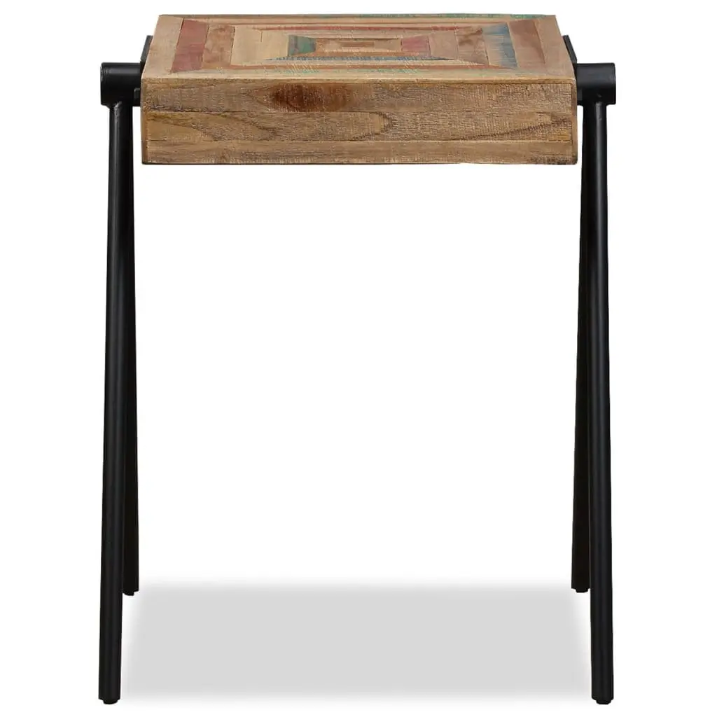 End Table Side Table Reclaimed Solid Wood Industrial Steel Legs Living Room