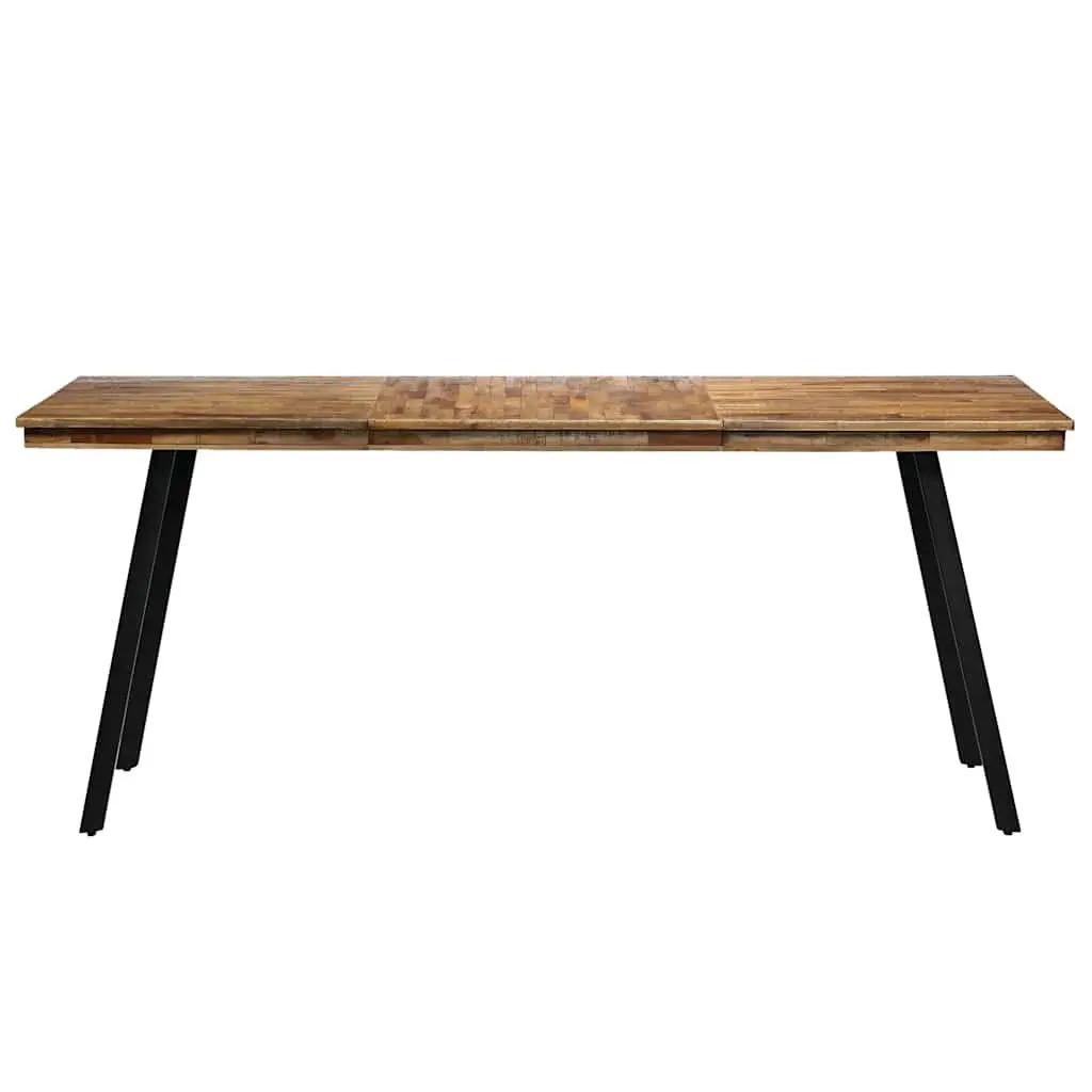 Industrial Dining Table Brown Reclaimed Teak Steel 180x90x76cm