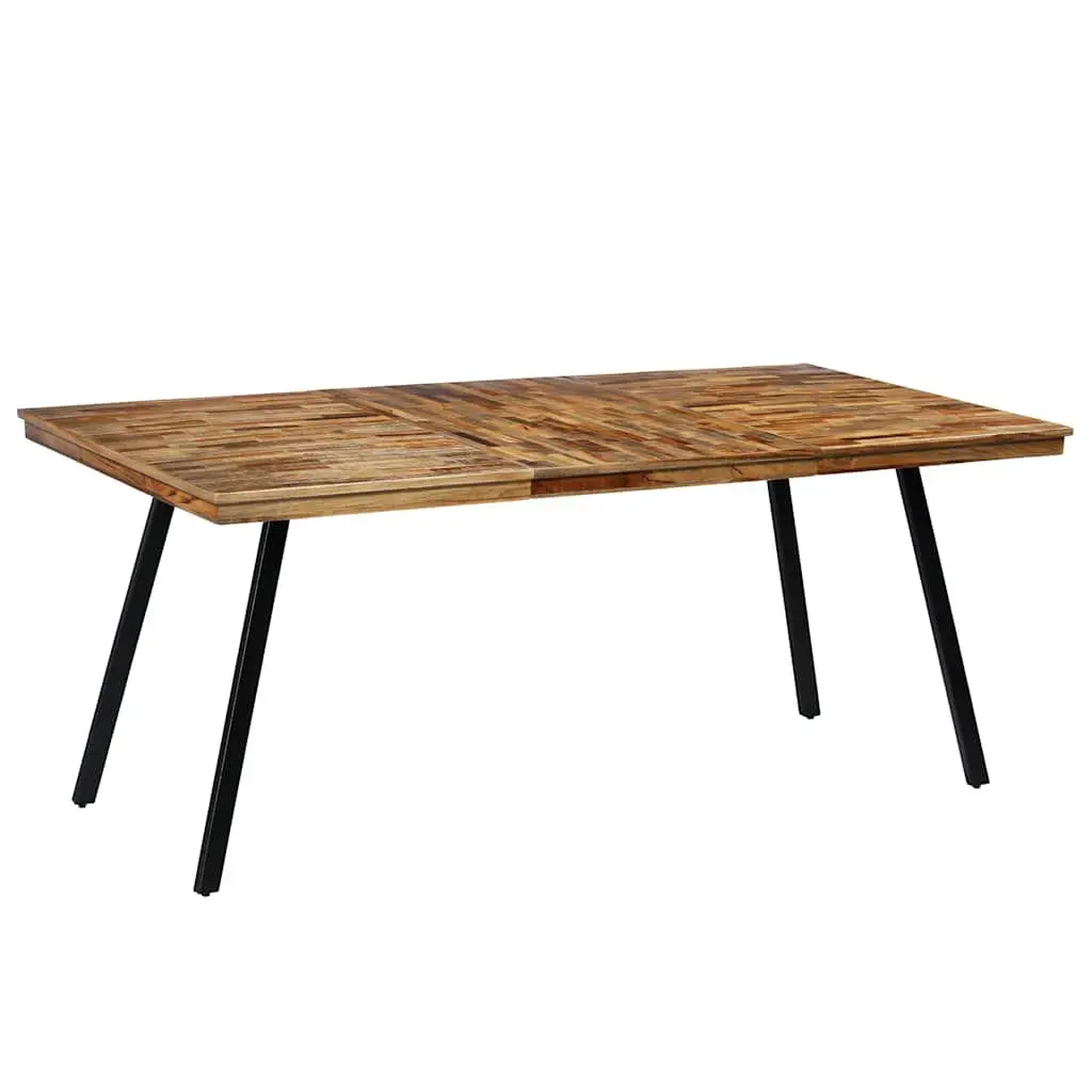 Industrial Dining Table Brown Reclaimed Teak Steel 180x90x76cm