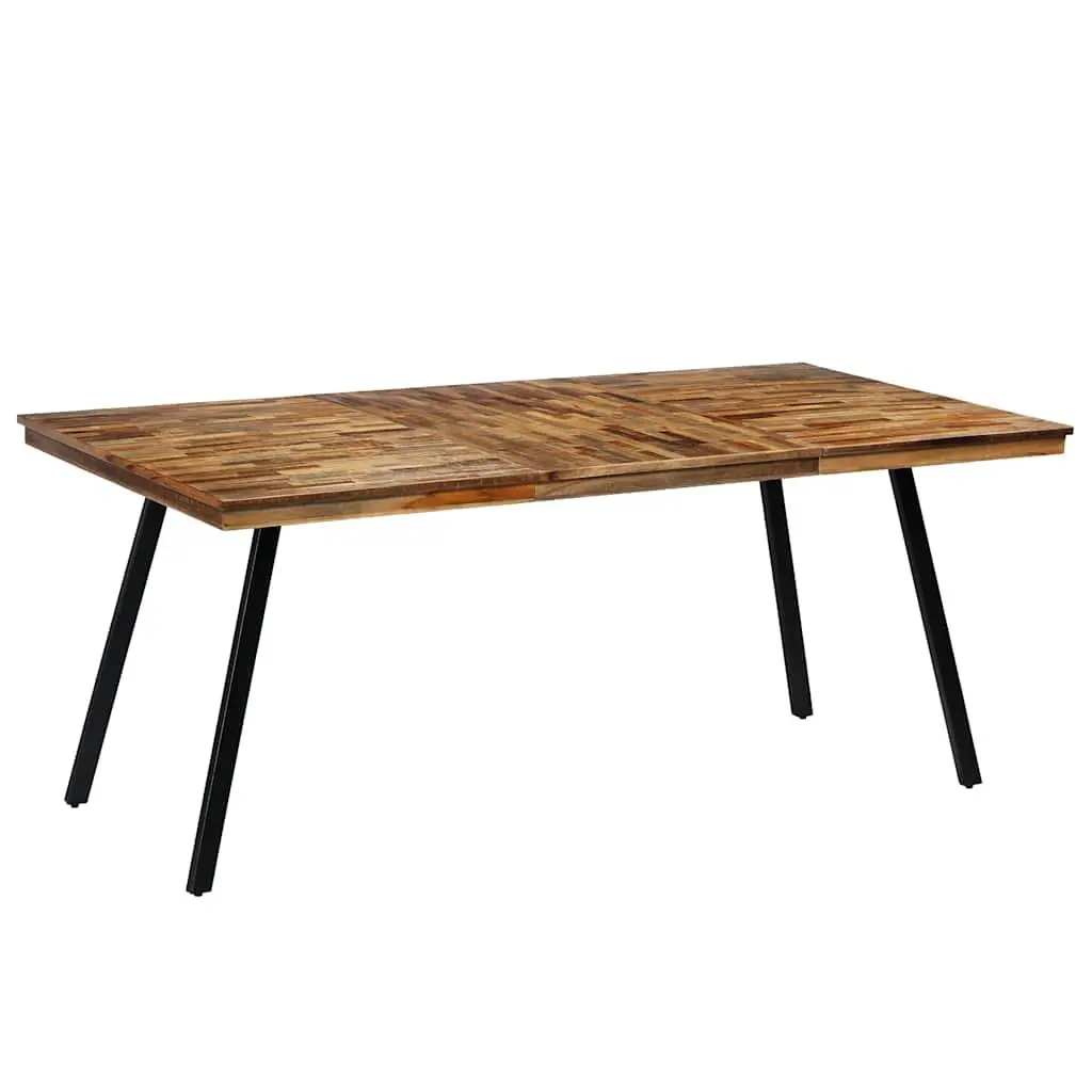 Industrial Dining Table Brown Reclaimed Teak Steel 180x90x76cm