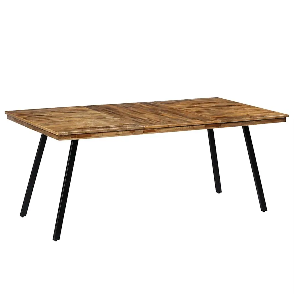 Industrial Dining Table Brown Reclaimed Teak Steel 180x90x76cm