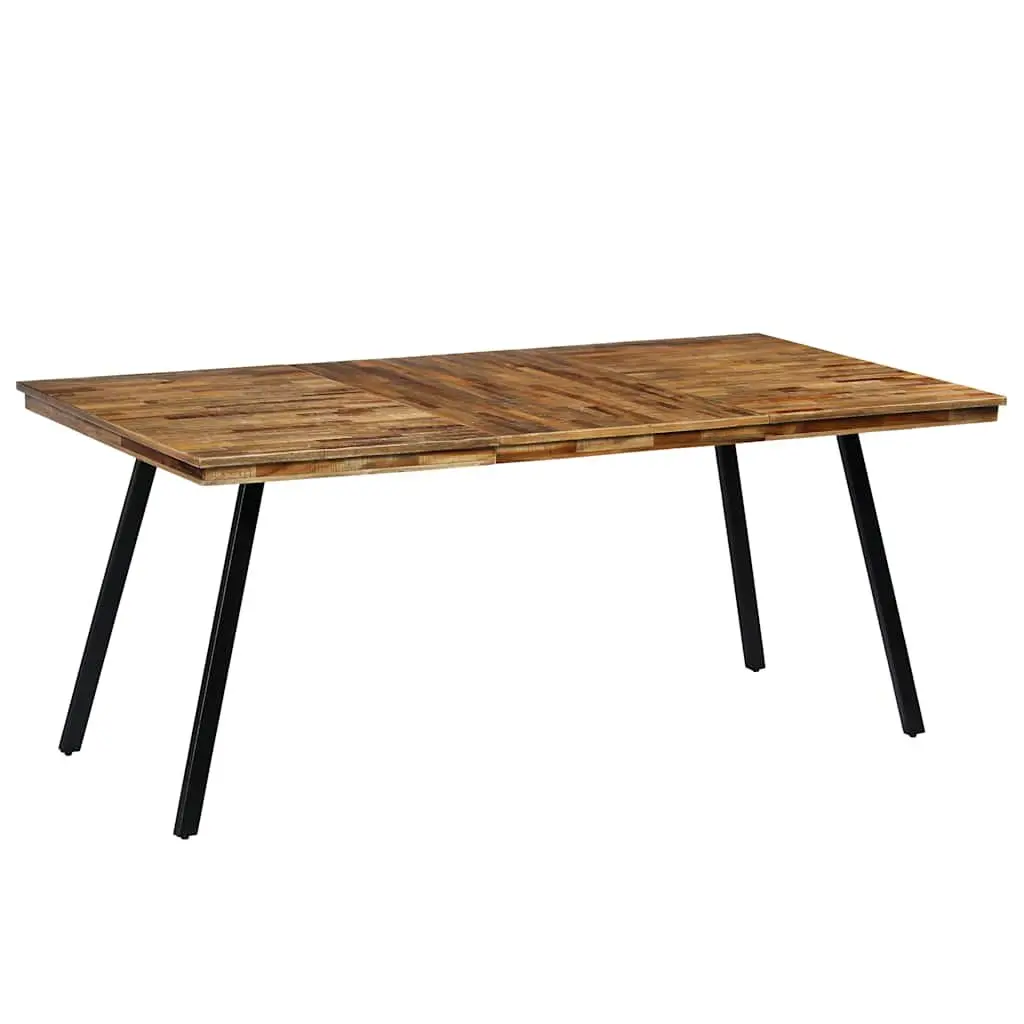Industrial Dining Table Brown Reclaimed Teak Steel 180x90x76cm