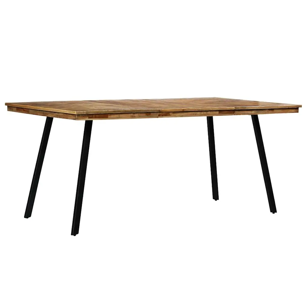 Industrial Dining Table Brown Reclaimed Teak Steel 180x90x76cm